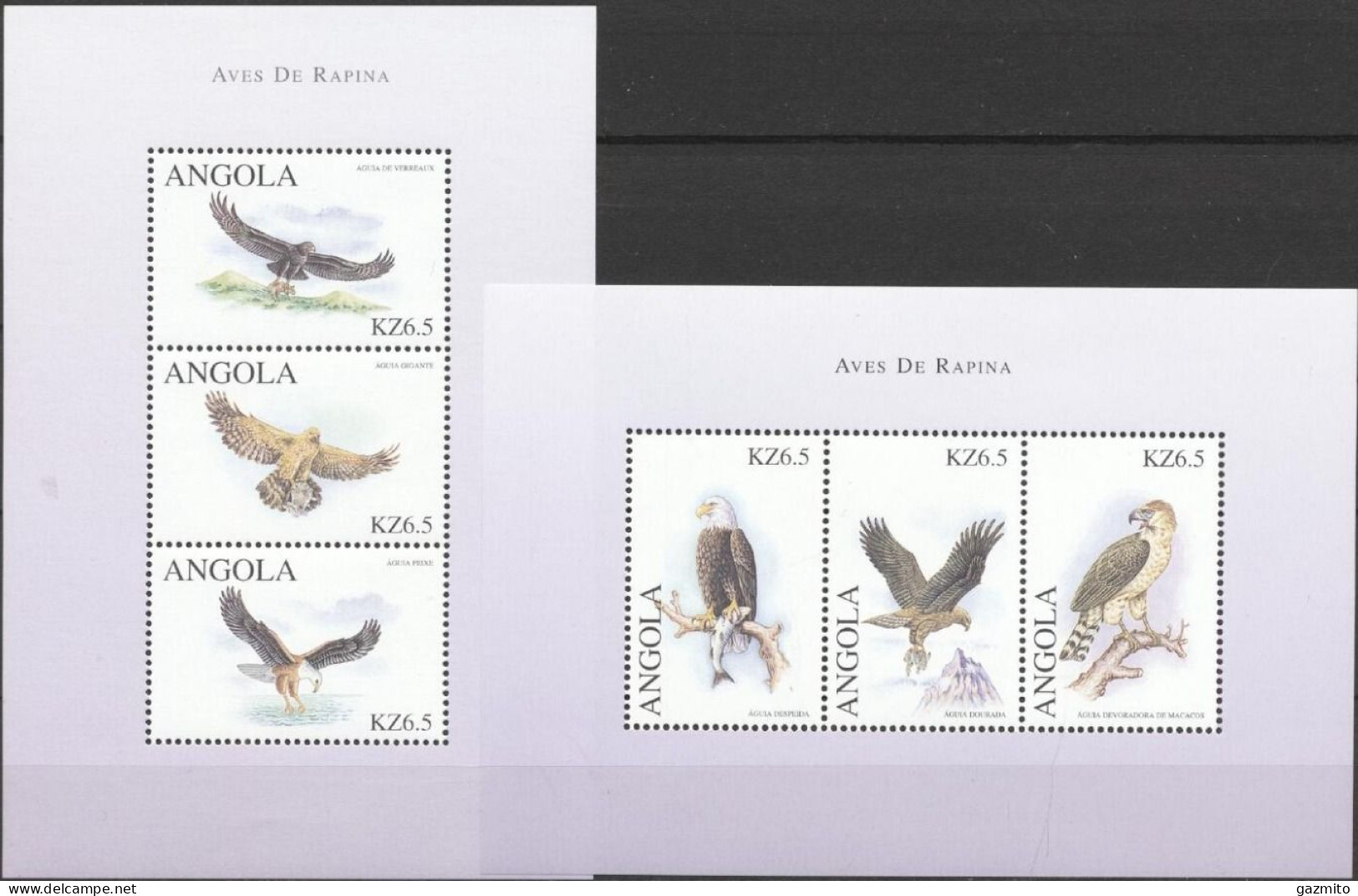 Angola 2000, Bird Of Prey, 6val In 2BF - Eagles & Birds Of Prey