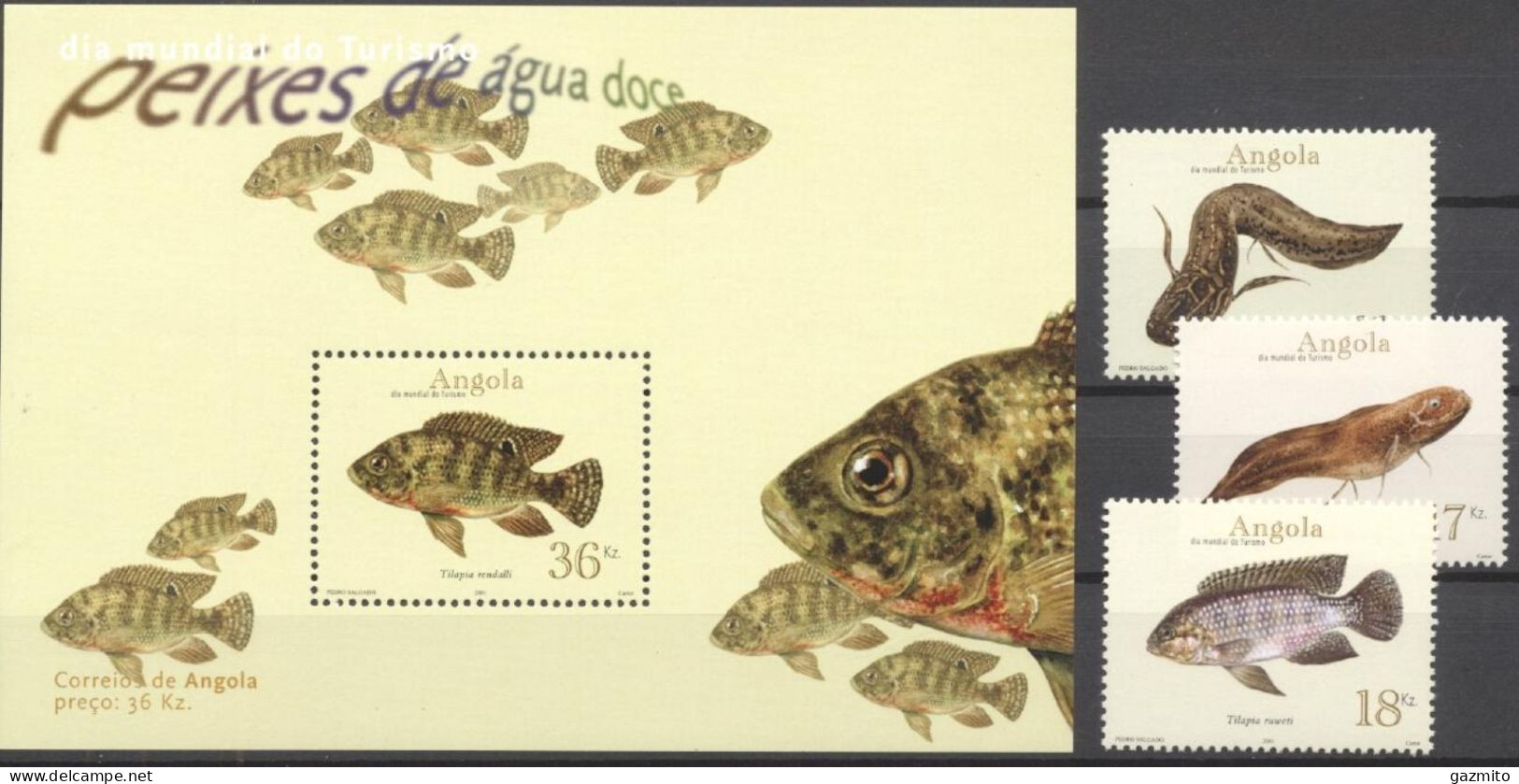 Angola 2001, Fishes, 3val In BF - Poissons