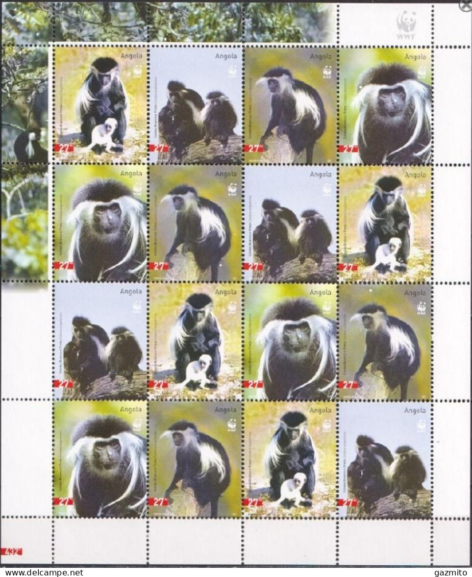 Angola 2004, WWF, Monkeys, Sheetlet - Singes