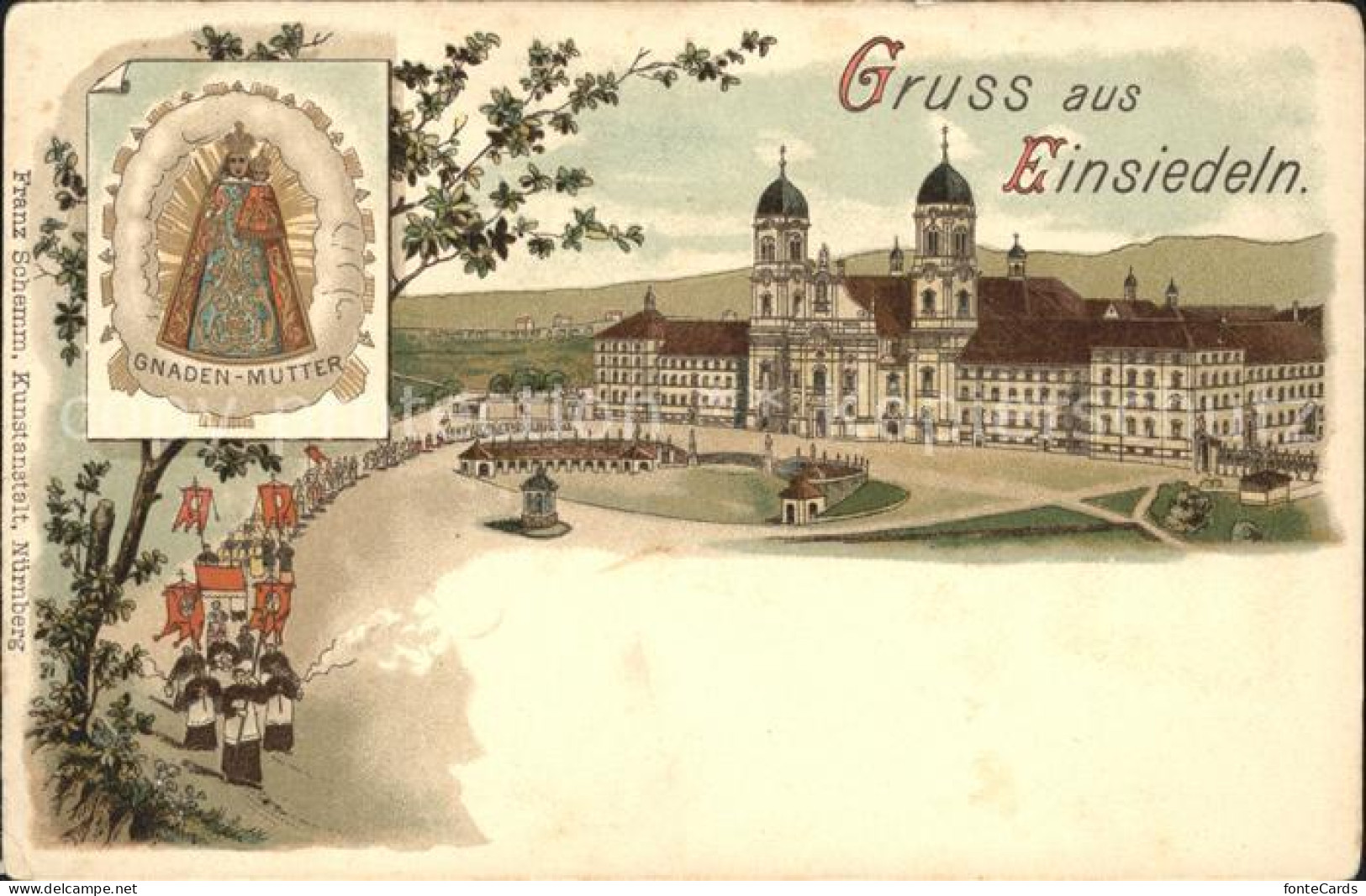 11739906 Einsiedeln SZ Kloster Gnaden-Mutter Litho Einsiedeln - Sonstige & Ohne Zuordnung