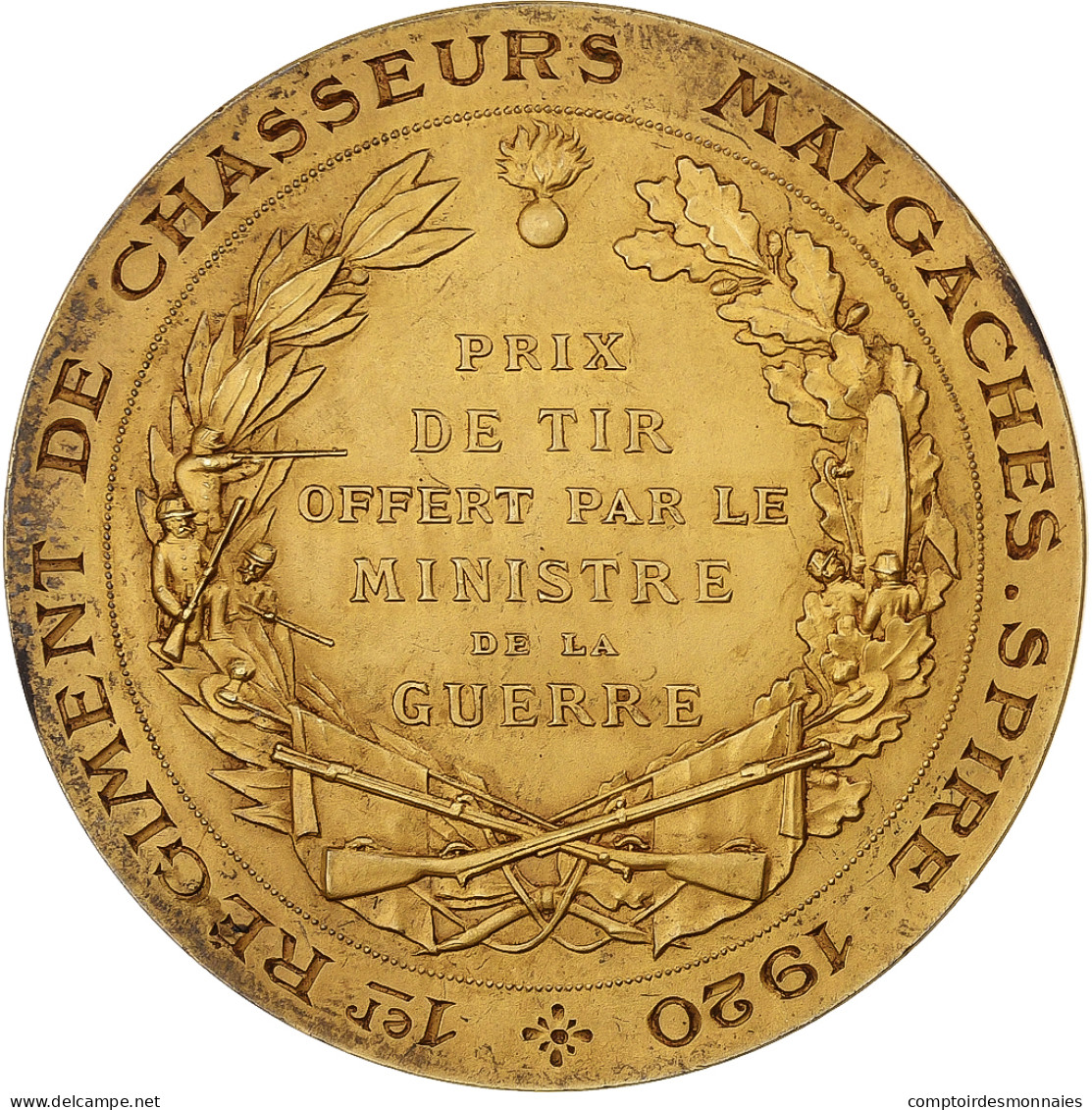 France, Médaille, 1er Régiment De Chasseurs Malgaches, Spire, 1920, Vermeil - Andere & Zonder Classificatie