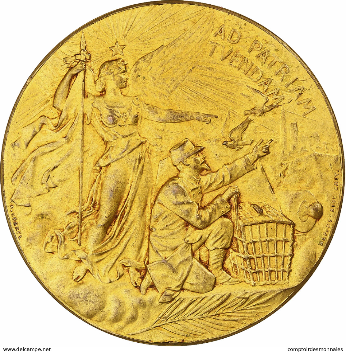 France, Médaille, Ministère De La Guerre, Communications Aériennes, Gilt - Autres & Non Classés