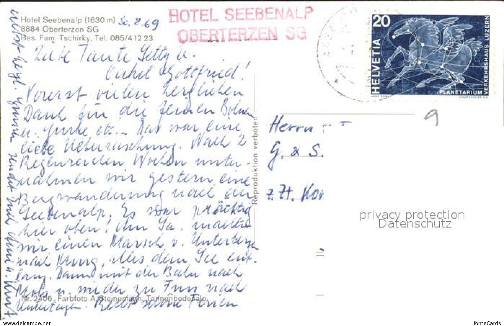 11737706 Oberterzen Hotel Seebenalp Fam. Tschirky Oberterzen - Andere & Zonder Classificatie