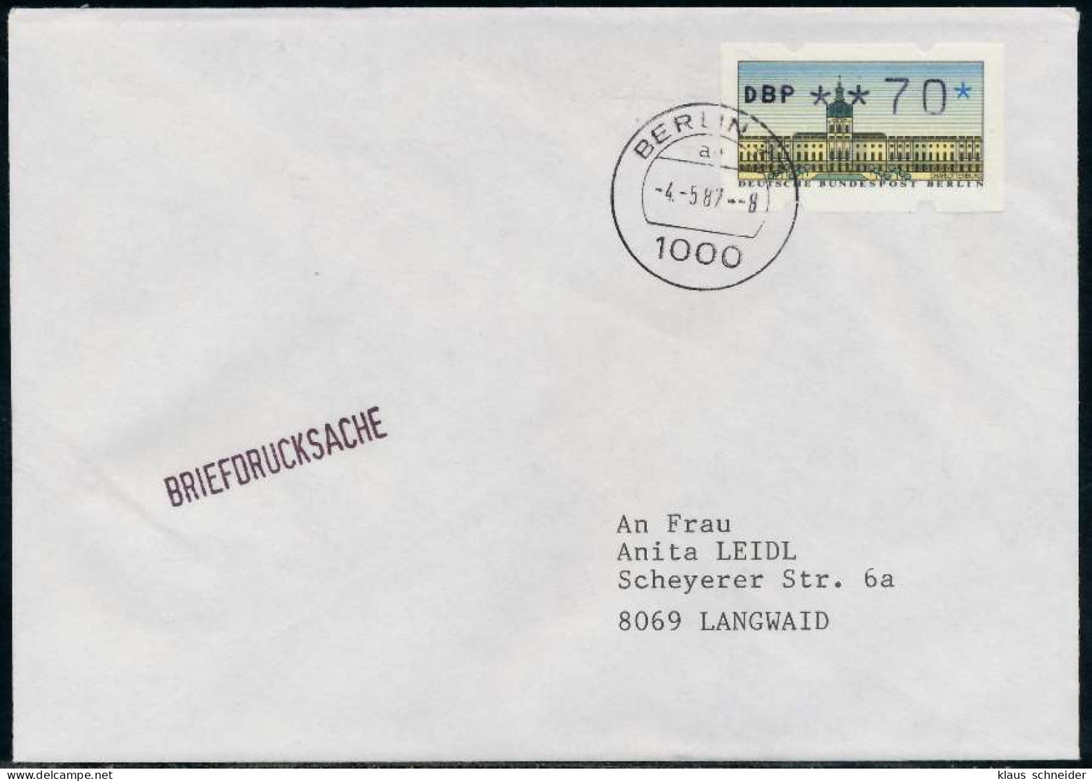 BERLIN ATM 1-070 BRIEFDRUCKSACHE EF FDC X7E46C2 - Brieven En Documenten