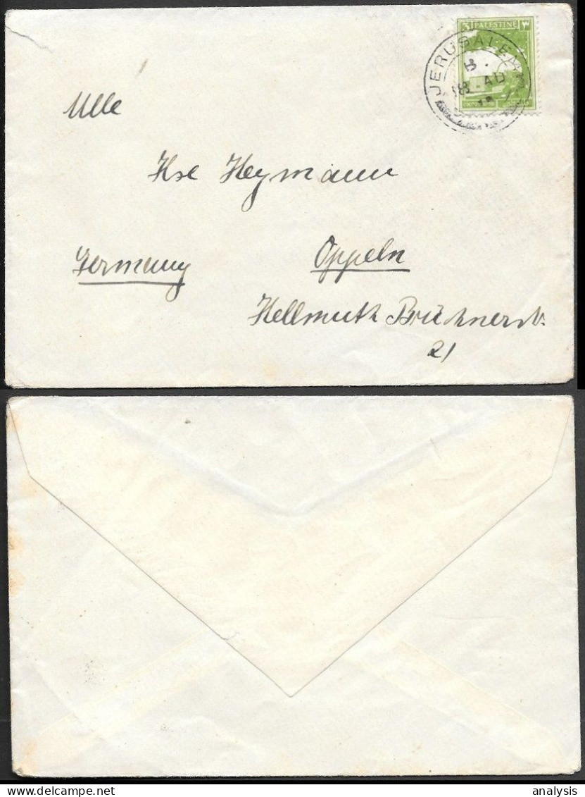 Palestine Jerusalem Cover Mailed To Germany 1930s. 3M Rate - Palestine