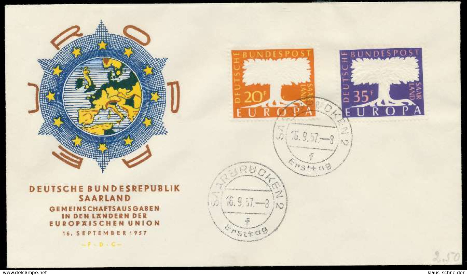 SAAR OPD 1957 Nr 402-403 BRIEF FDC X089496 - Lettres & Documents