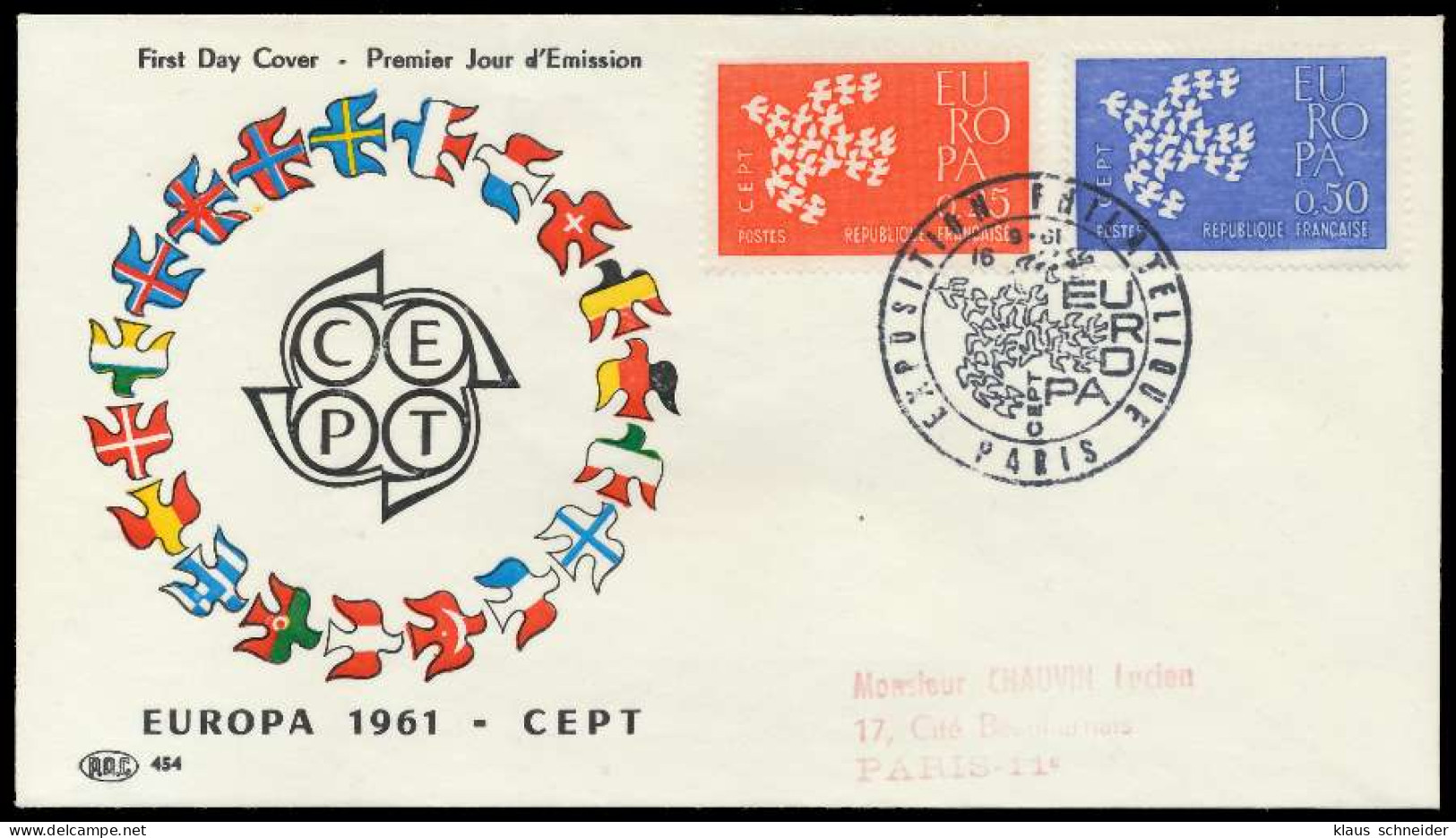 FRANKREICH 1961 Nr 1363-1364 BRIEF FDC X08952A - Briefe U. Dokumente