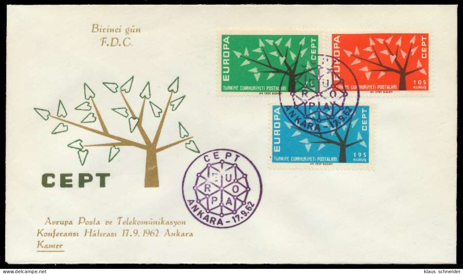 TÜRKEI 1962 Nr 1843-1845 BRIEF FDC X089536 - Briefe U. Dokumente