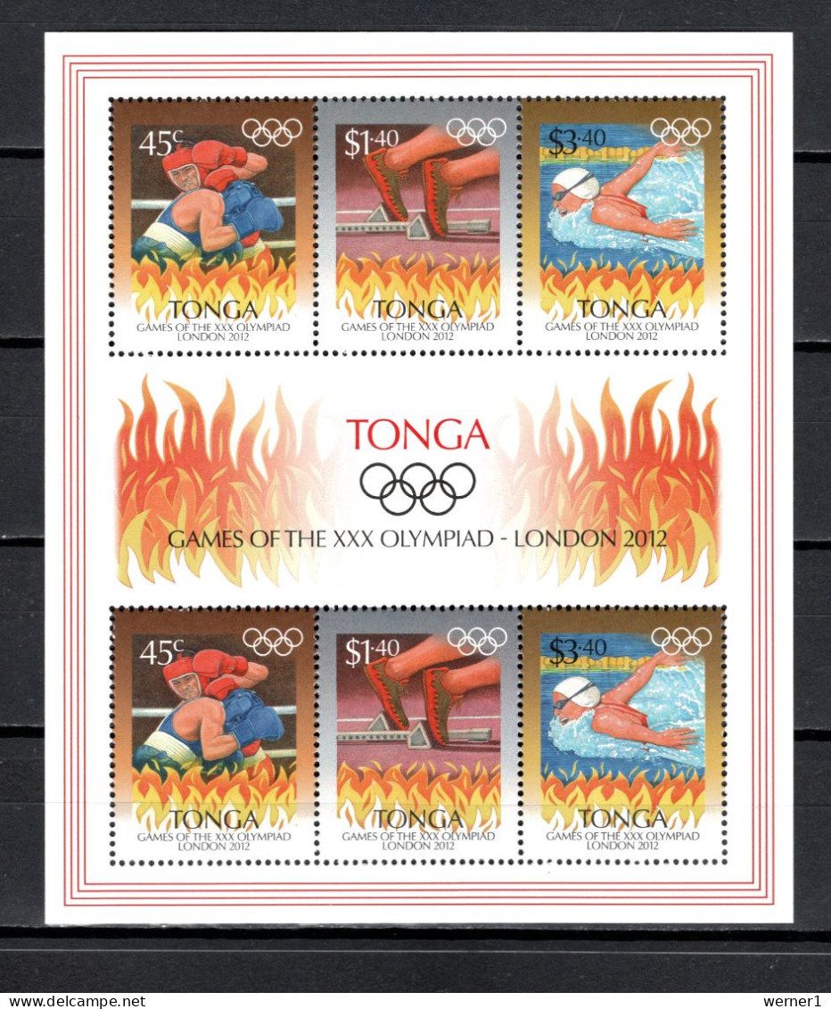 Tonga 2012 Olympic Games London, Boxing, Swimming Etc. Sheetlet MNH - Eté 2012: Londres