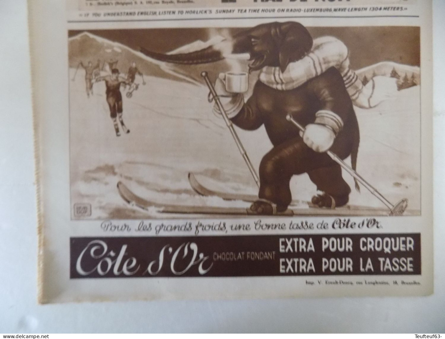 Le Patriote illustré n° 3/1936 chasse à l'éléphant - Saint-Agnan - Malines - belle pub chocolat Côte d'or..