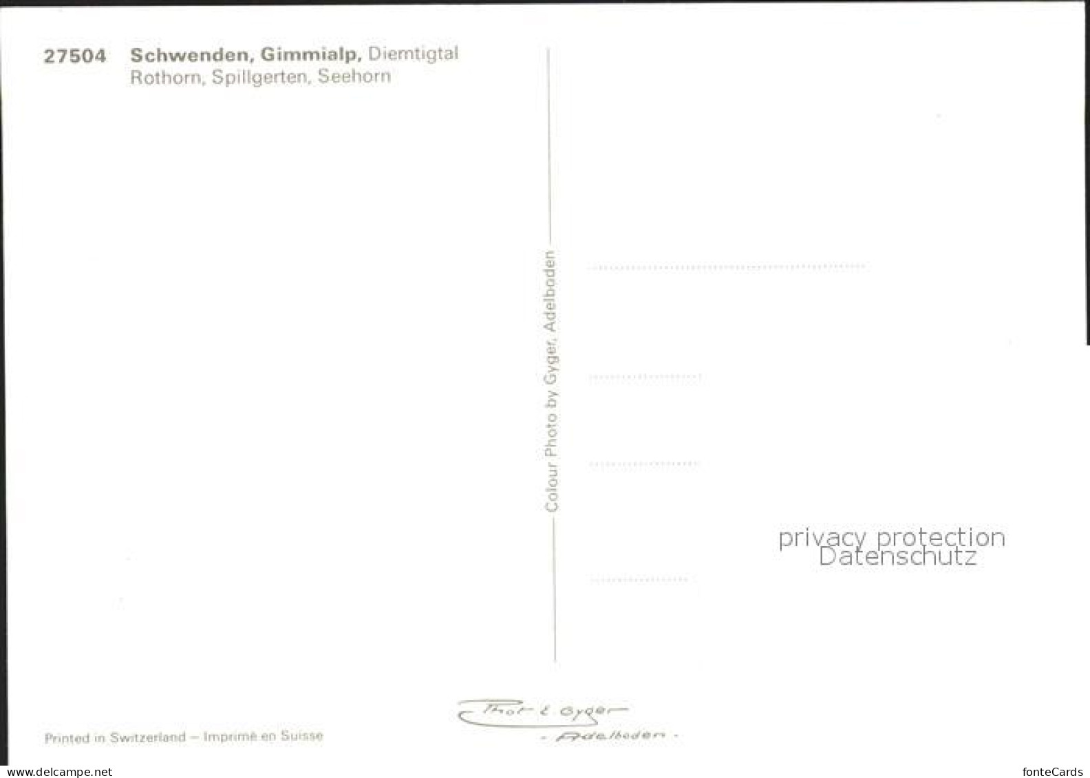 11718906 Schwenden Diemtigtal Gimmialp Rothorn Spillgerten Seehorn Schwenden Im  - Autres & Non Classés
