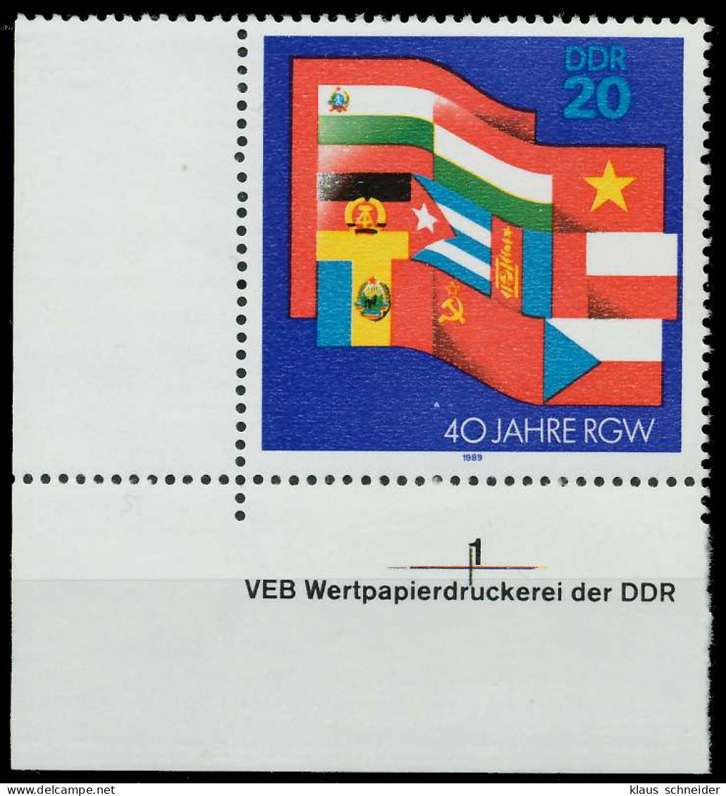DDR 1989 Nr 3221 Postfrisch ECKE-ULI X0DE21E - Ongebruikt