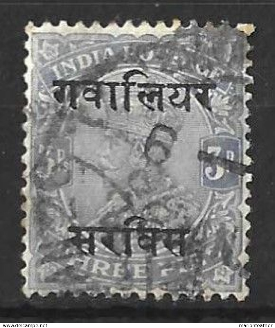 INDIA..." GWALIOR.."....KING GEORGE V..(1910-36..)....OFFICAL.....3p......SG051.......VFU... - Gwalior