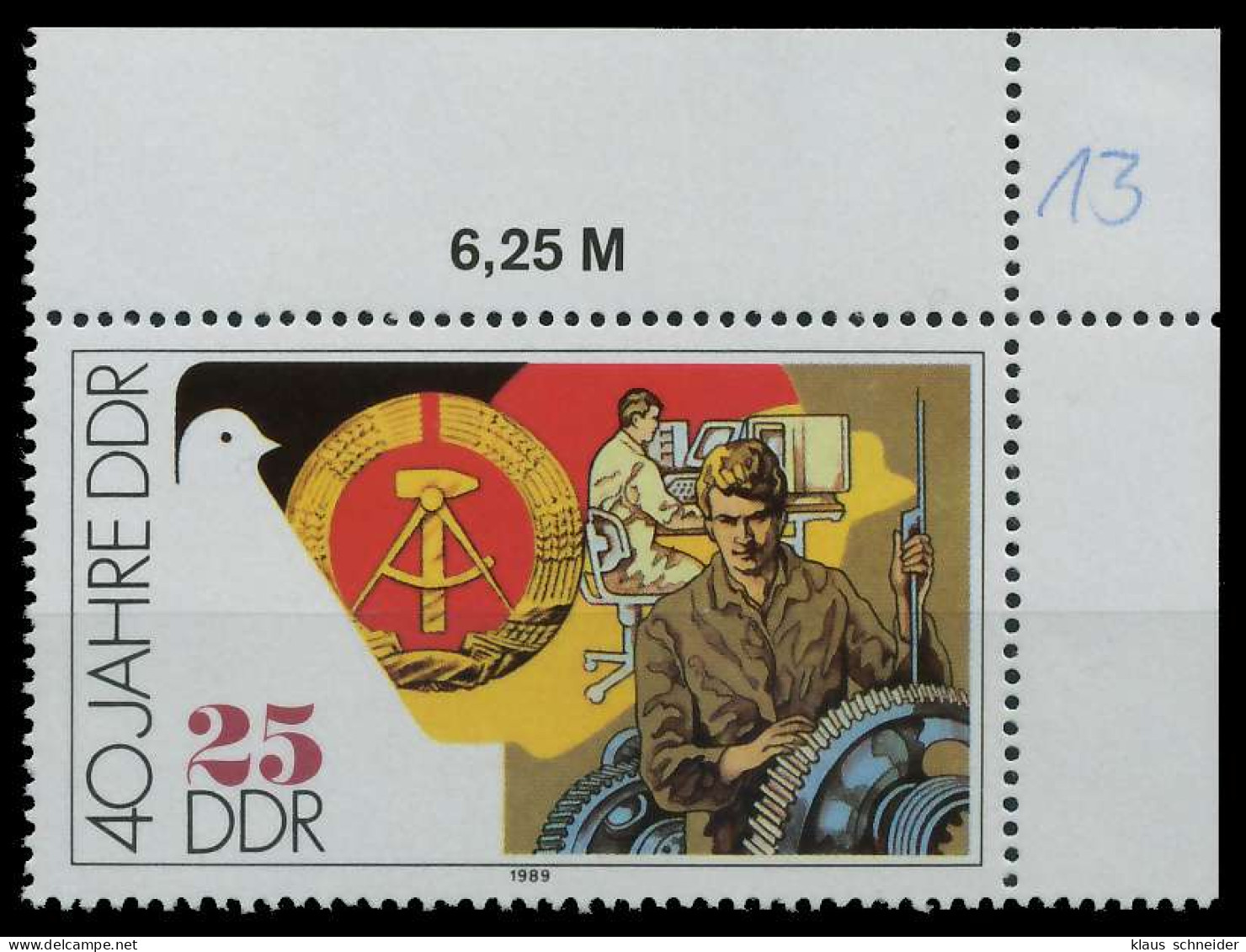 DDR 1989 Nr 3282 Postfrisch ECKE-ORE X0E41CE - Unused Stamps