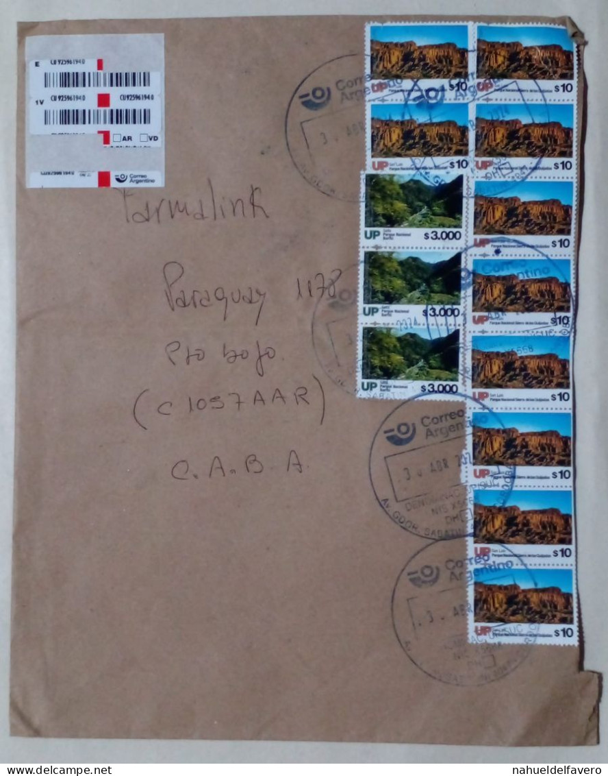 Argentine - Enveloppe Distribuée Avec Timbres De La Série Parcs Nationaux (2024) - Used Stamps