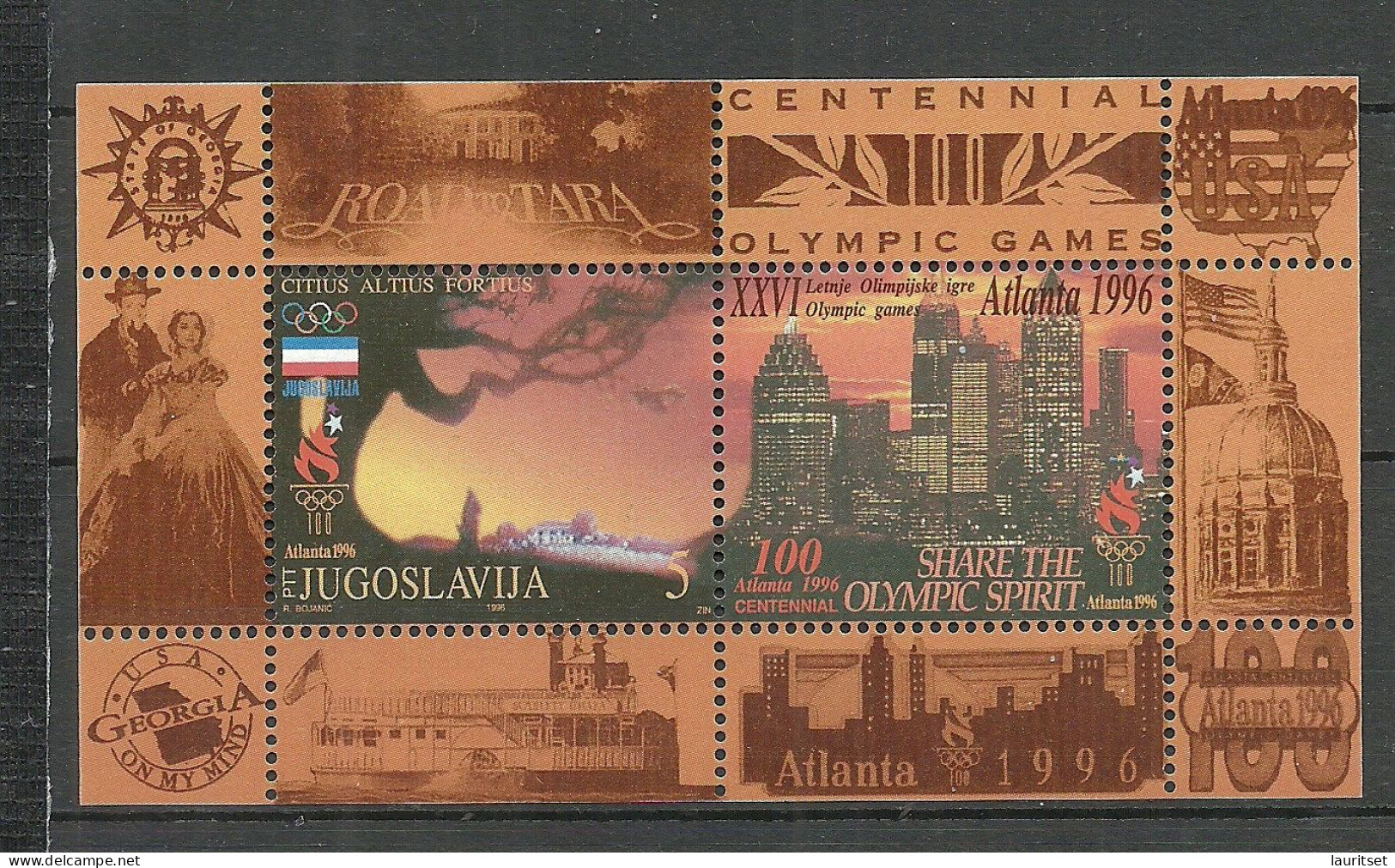 JUGOSLAVIJA 1996 Block Michel 44 S/S Olympic Games Atlanta MNH - Ete 1996: Atlanta