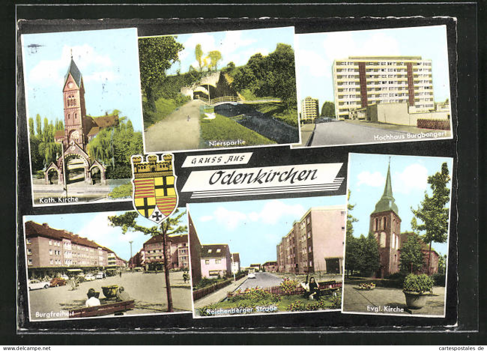 AK Odenkirchen, Kath. Kirche, Nierspartie, Hochhaus Burgbongert, Evgl. Kirche, Burgfreiheit Und Reichenberger Strasse  - Sonstige & Ohne Zuordnung