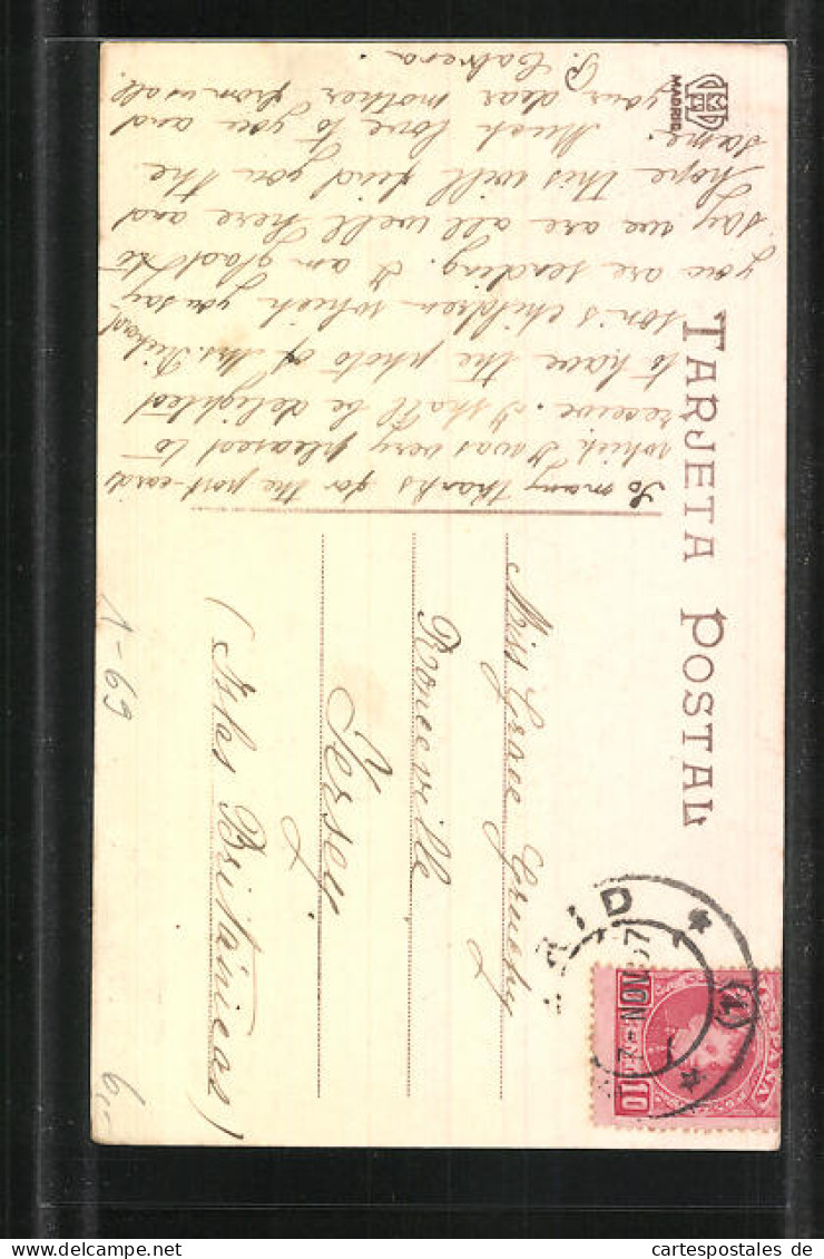 Postal S.M. Dona Victoria Eugenia Y S.A. El Principe De Asturias  - Familles Royales