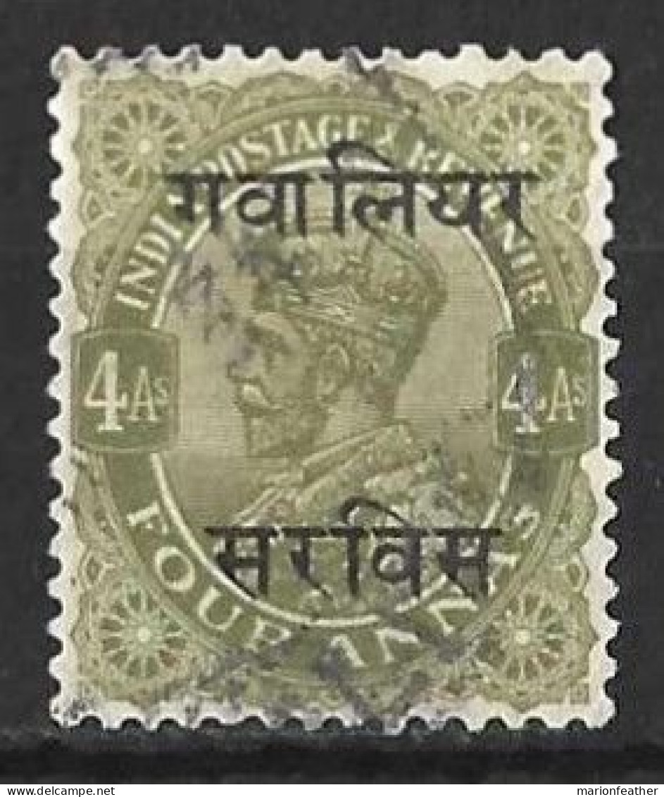 INDIA...." GWALIOR.."....KING GEORGE V...(1910-36..).....OFFICIAL.....4as......SG067..........USED...... - Gwalior