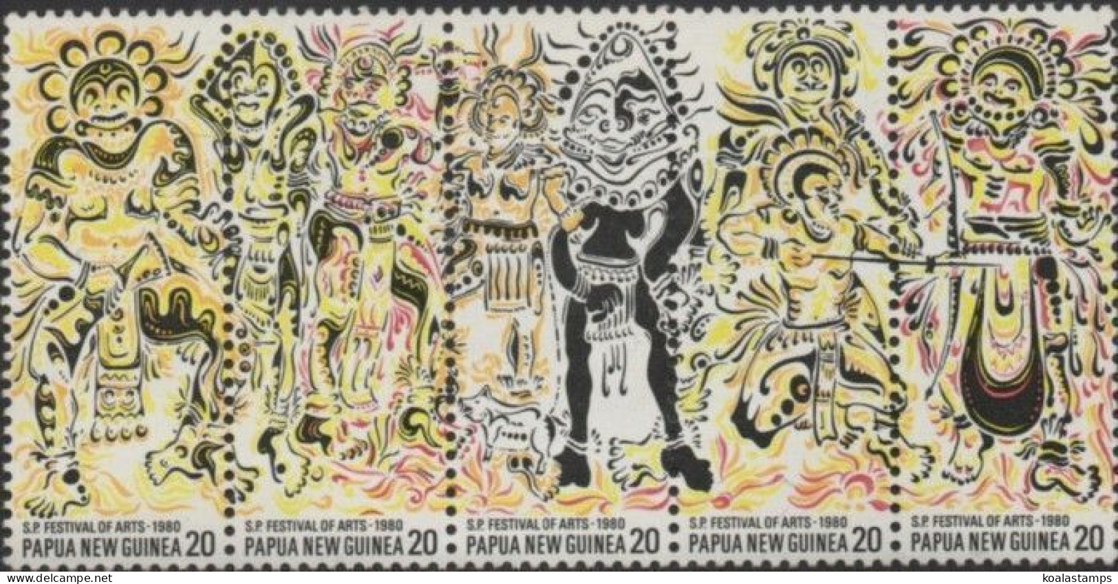 Papua New Guinea 1980 SG384-388 Arts Festival Strip MNH - Papua New Guinea