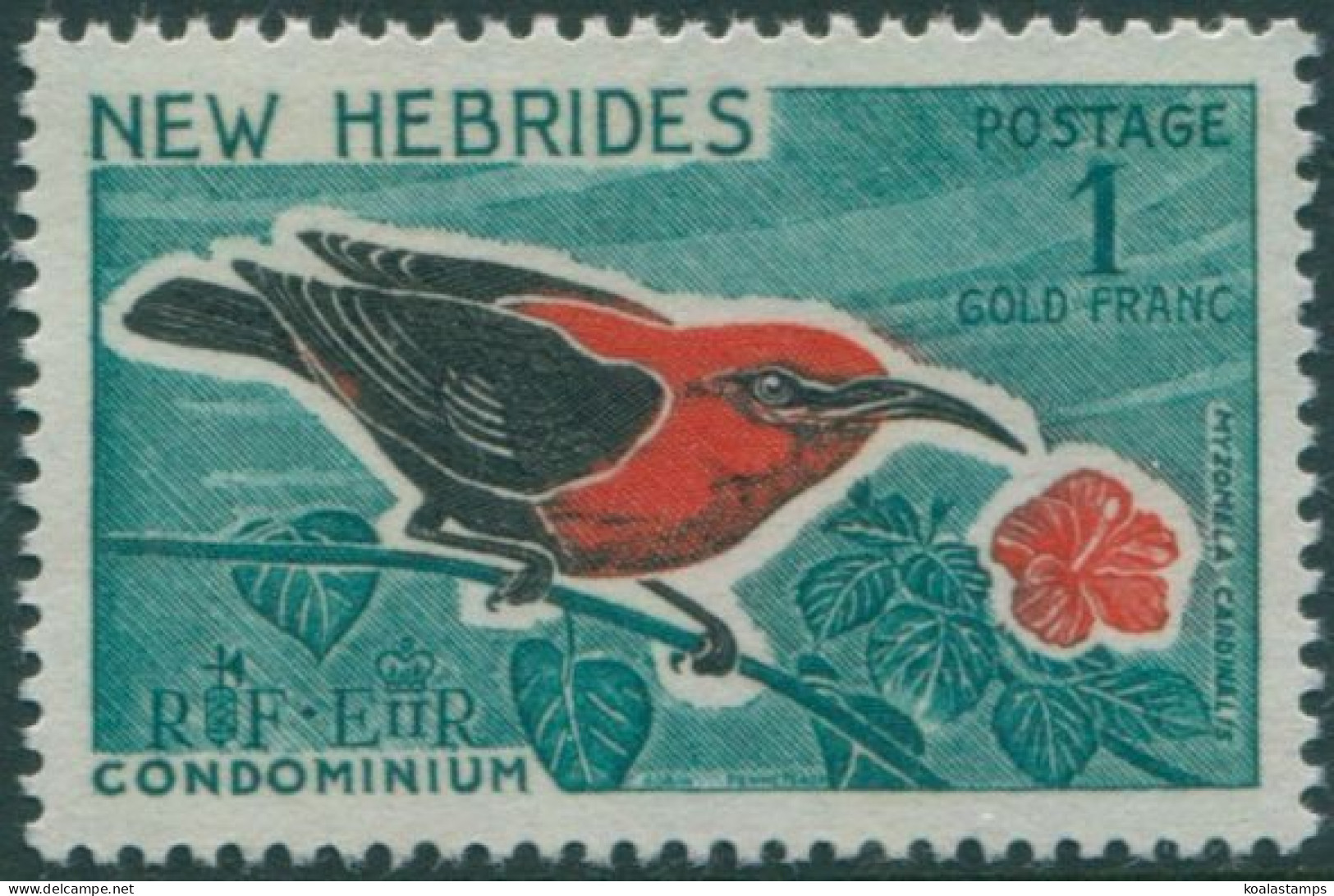 New Hebrides 1963 SG106 1f Cardinal Honeyeater MNH - Other & Unclassified