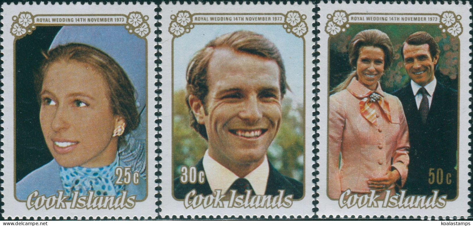 Cook Islands 1973 SG450-452 Princess Anne Wedding Set MLH - Cook Islands