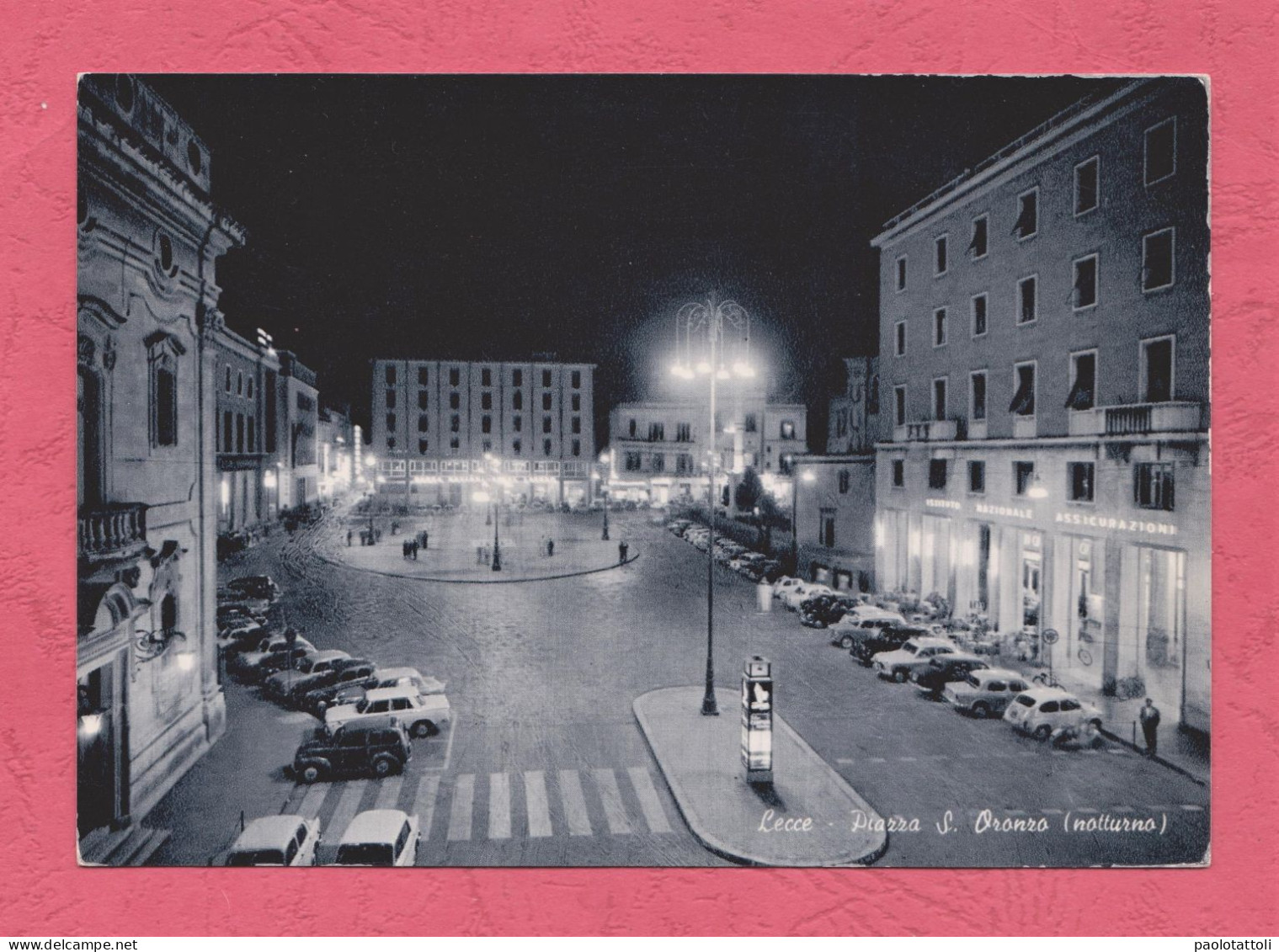 Lecce, Piazza S. Oronzo-notturno- Standard Size, Divided Back, Ed. DVB. Cancelled And Mailed To Roma On  27.8.1965. - Lecce