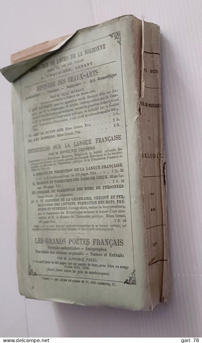 Pierre BOS Cours De Musique Théorique Et Pratique II Mélodie - 1878 - Music