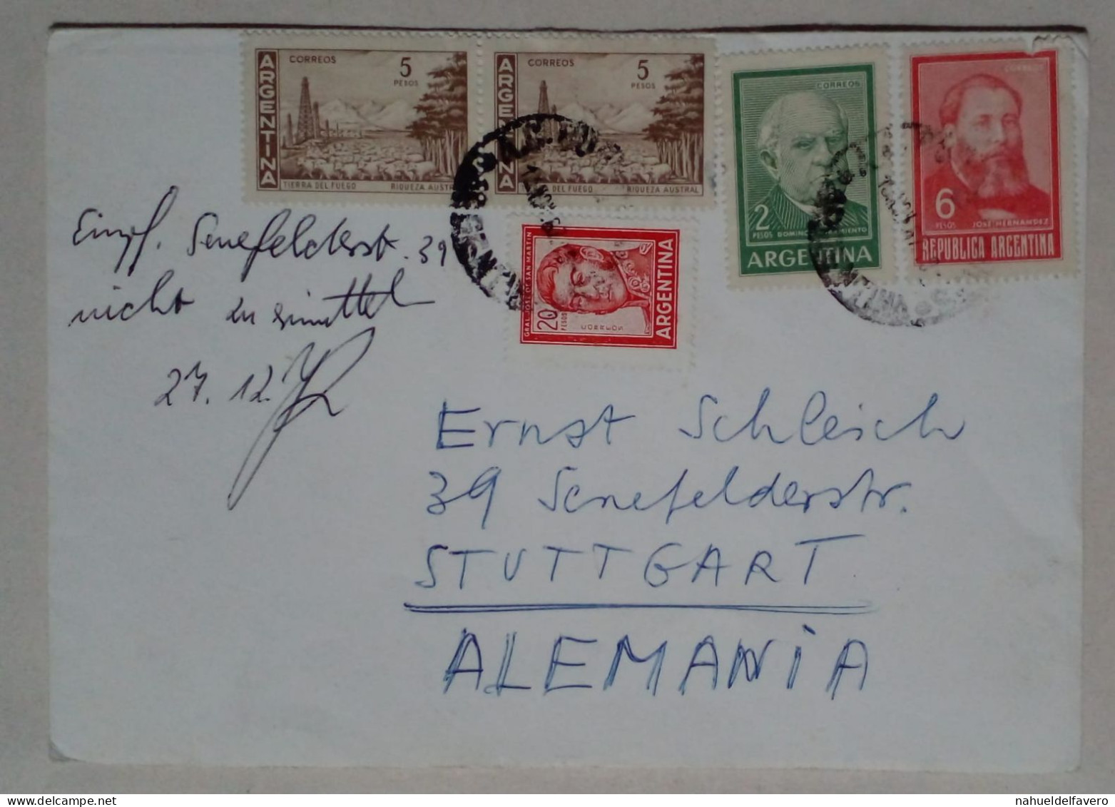 Argentine - Enveloppe Circulée Avec Des Timbres Thématiques Héros Nationaux (1967) - Used Stamps