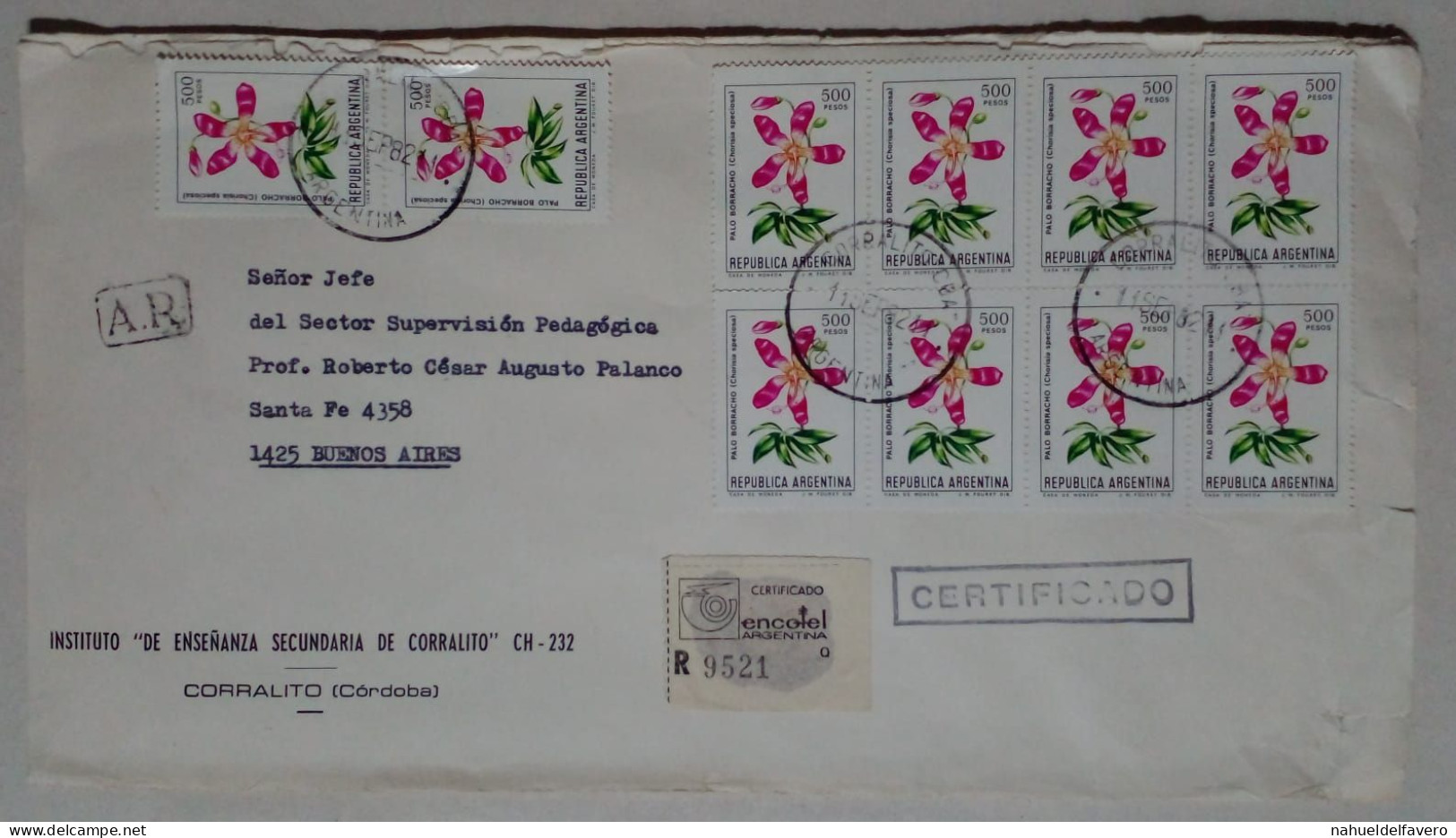 Argentine - Enveloppe Circulée Avec Timbres Sur Le Thème Des Fleurs (1982) - Used Stamps