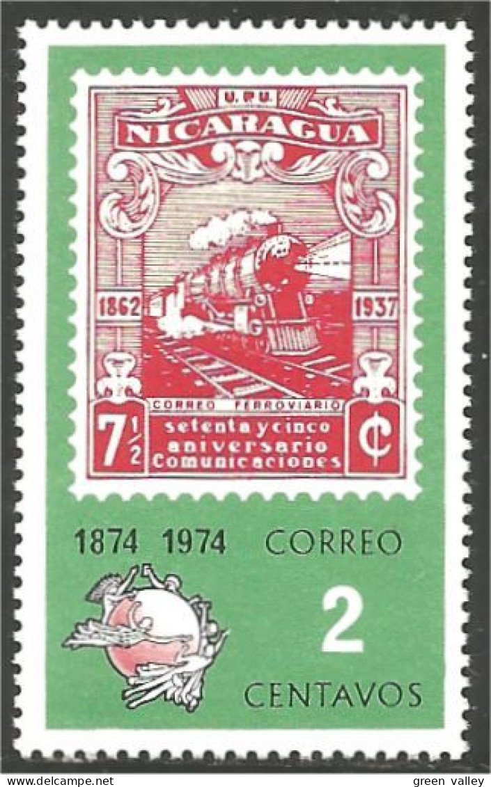 TT-21 Nicaragua Locomotive Vapeur Steam Train Railroad MNH ** Neuf SC - Stamps On Stamps