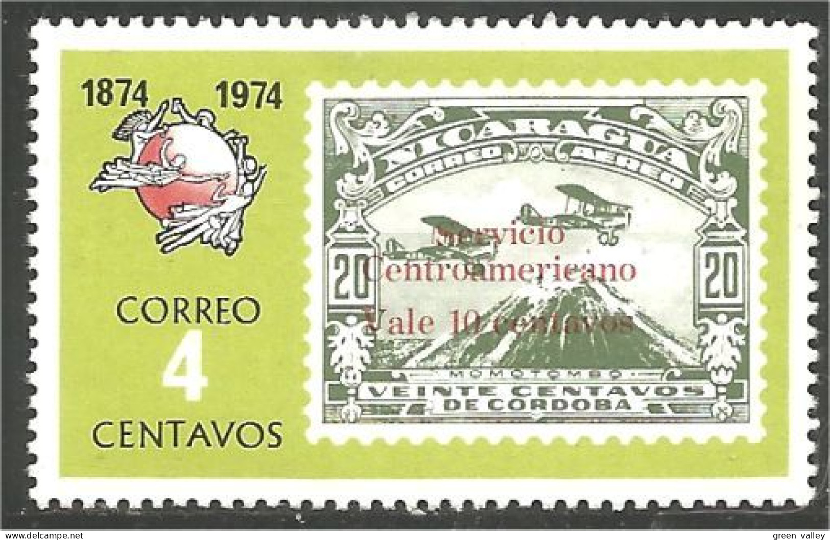 TT-22 Nicaragua Avion Airplane Volcan Momotombo Volcano MH * Neuf CH - Stamps On Stamps