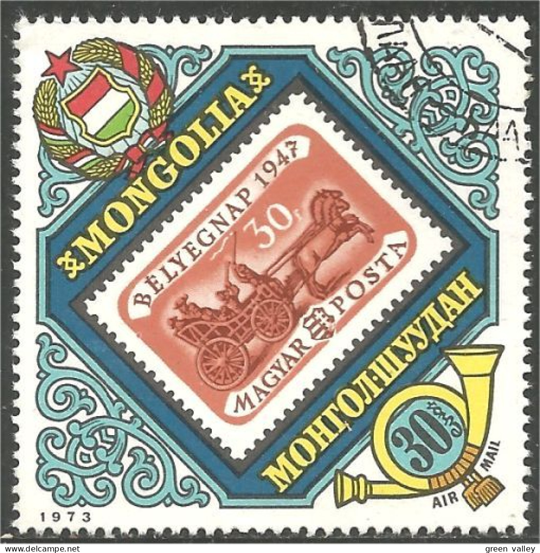 TT-18 Mongolie Diligence Postale Mail Coach - Stamps On Stamps