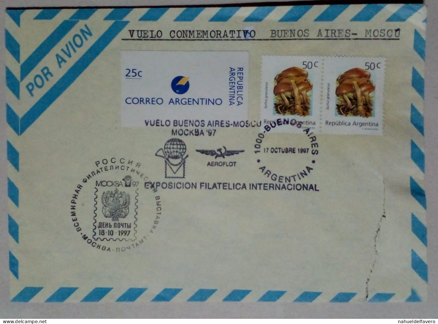 Argentine - Enveloppe Distribuée Avec Timbres Sur Le Thème Des Champignons (1997) - Pilze