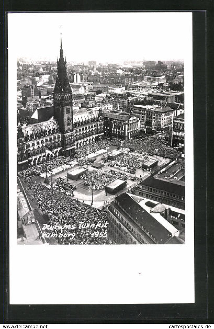 AK Hamburg, Deutsches Turnfest 1953, Rathausmarkt Aus Der Vogelschau  - Other & Unclassified