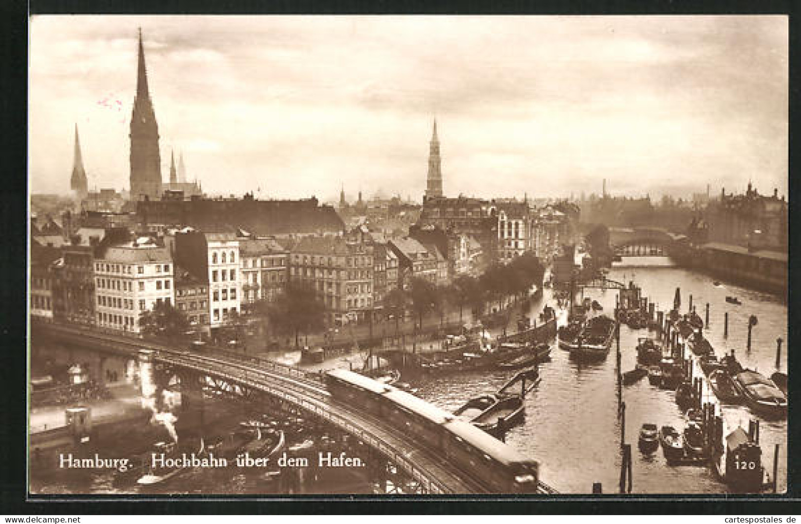 AK Hamburg, Hochbahn über Dem Hafen  - Mitte