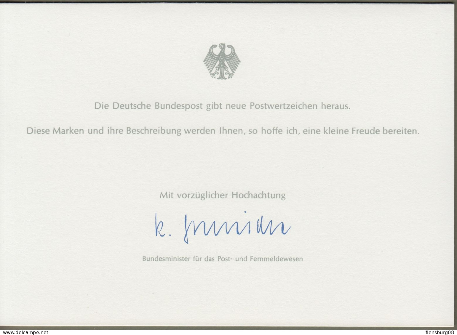 Bund: Minister Card - Ministerkarte Typ IV, Mi-Nr. 1132: " 100 Jahre Kieler Woche "  X - Covers & Documents