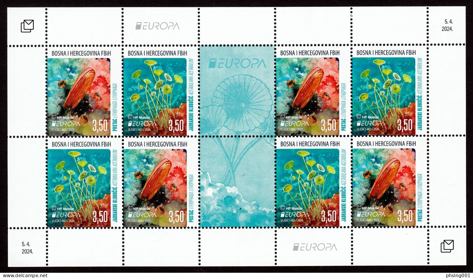 Bosnia Croatia 2024 Europa CEPT Underwater Fauna & Flora Souvenir, Mini Sheet MNH - Bosnië En Herzegovina