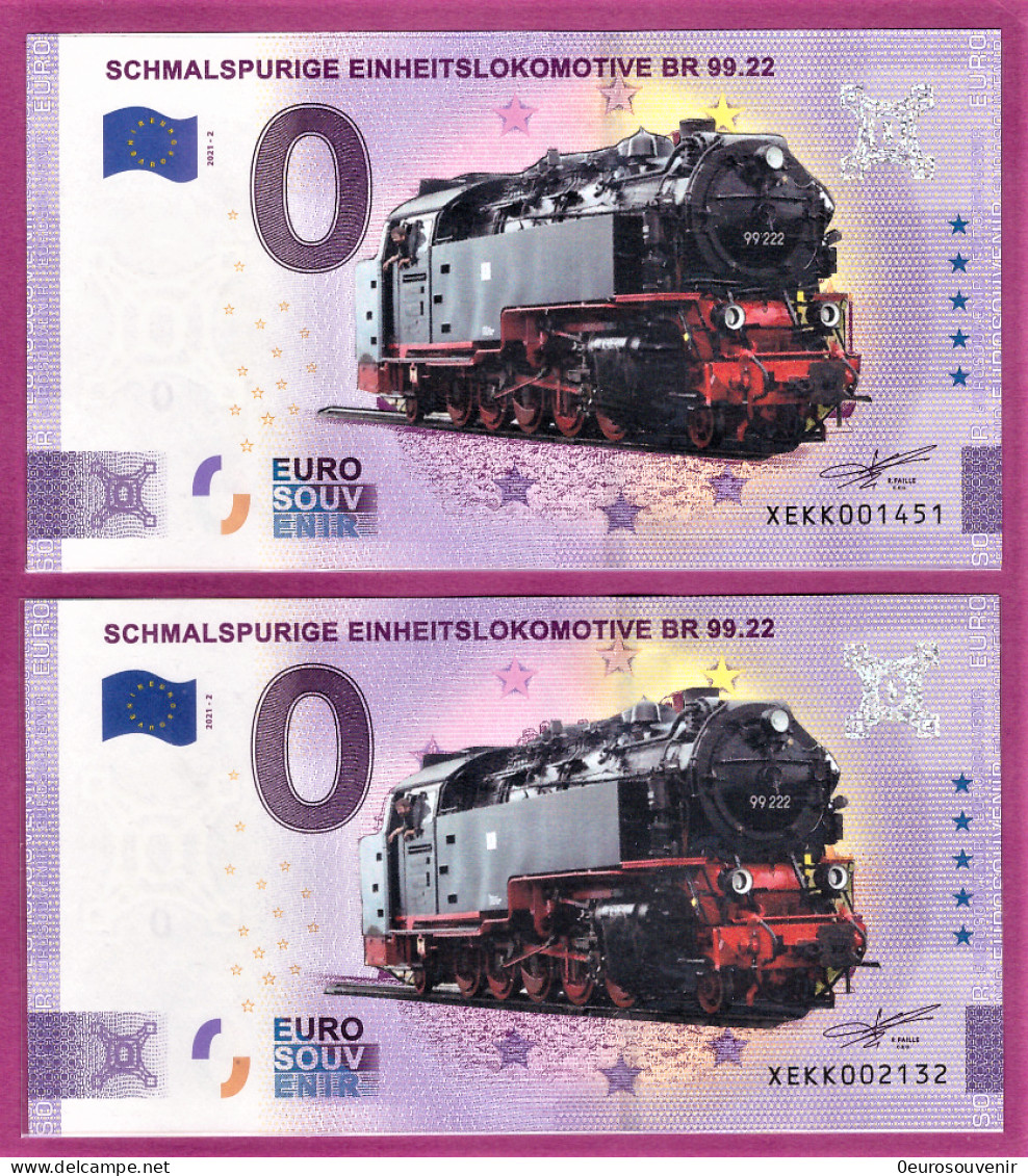 0-Euro XEKK 2021-2 Color SCHMALSPURIGE EINHEITSLOKOMOTIVE BR 99.22 Set NORMAL+ANNIVERSARY - Essais Privés / Non-officiels