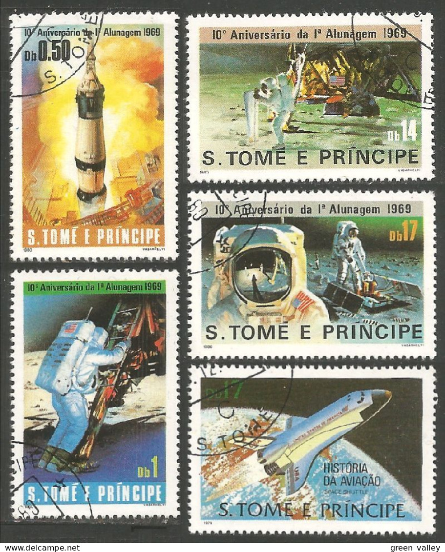 ES-37a Sao Tome Moon Landing 1969 Conquête Lune Apollo XI - Sao Tome And Principe