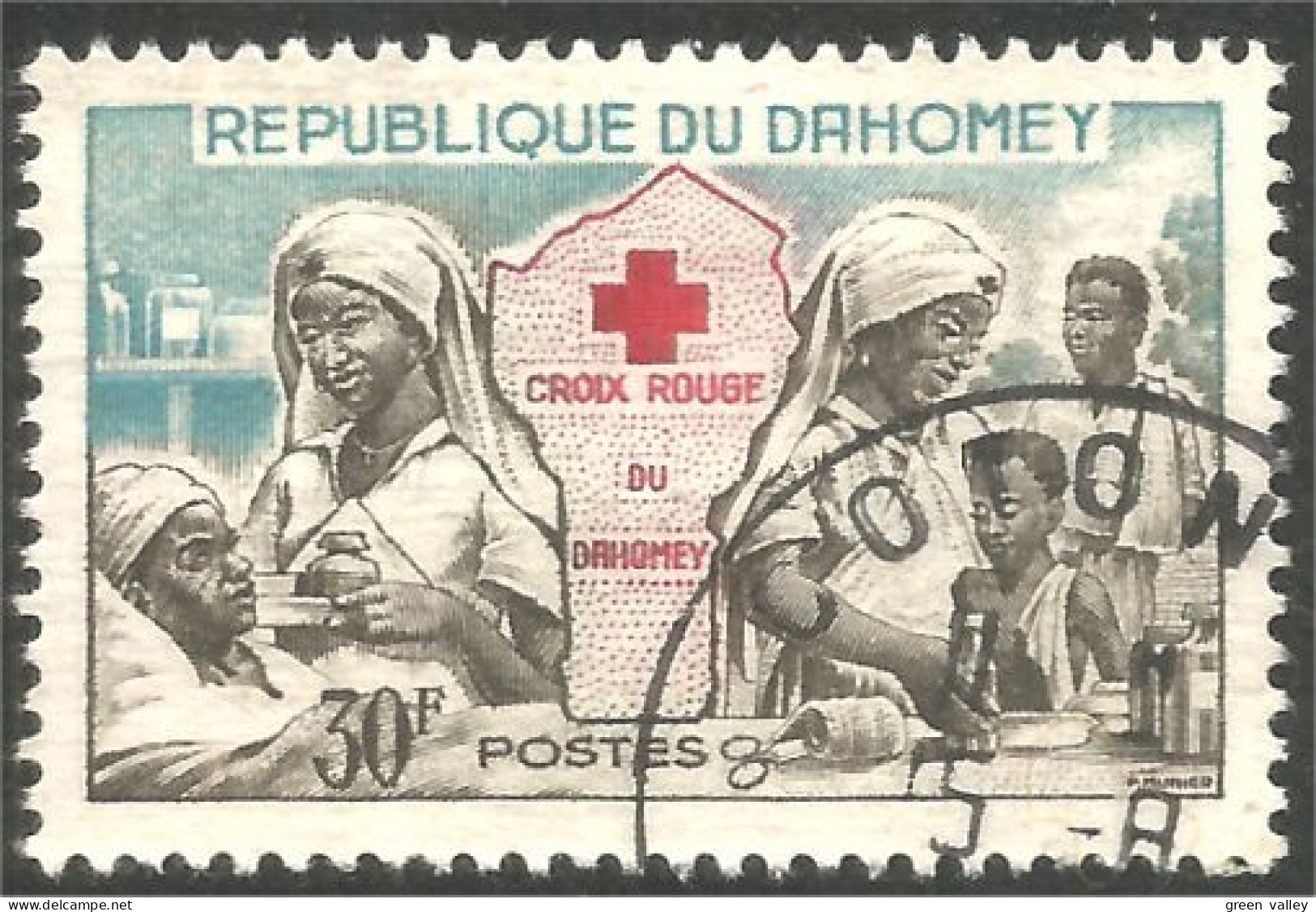 Ca-5 Dahomey Infirmière Croix Rouge Red Cross Nurse Carte Map Cartina Karte Mapa Kaart - Geografía