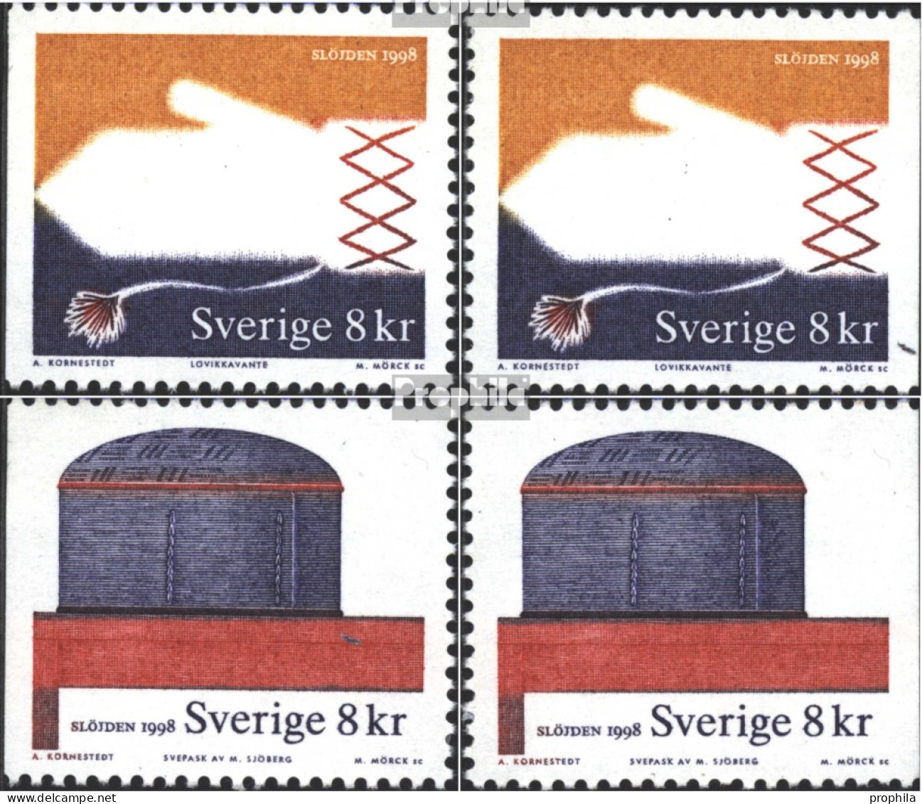 Schweden 2039A,2040A,2041Dl,Dr 2042Dl,Dr (kompl.Ausg.) Postfrisch 1998 Kunsthandwerk - Neufs