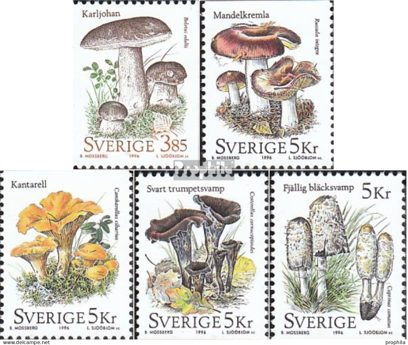 Schweden 1950-1954 (kompl.Ausg.) Postfrisch 1996 Speisepilze - Ongebruikt