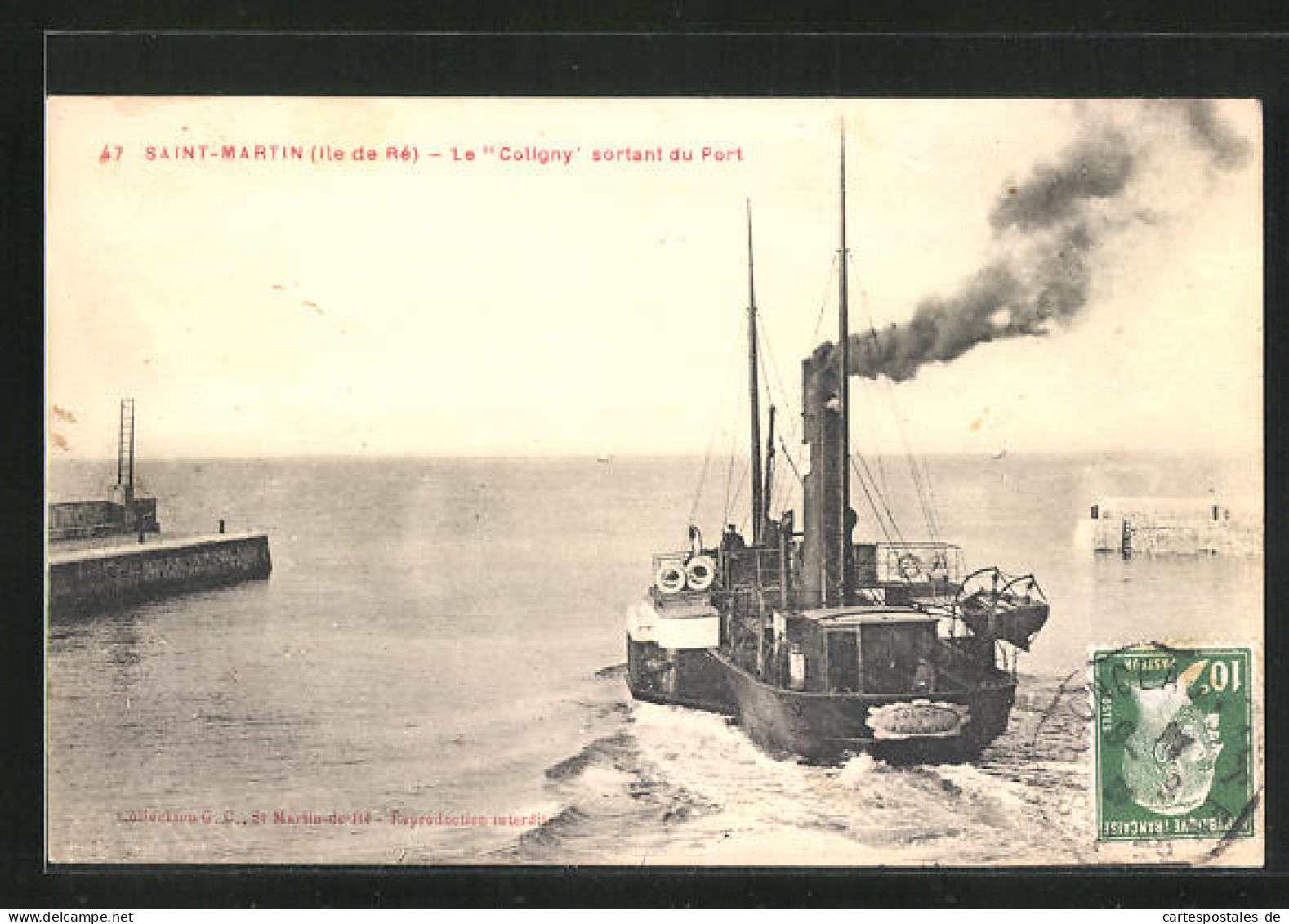AK Saint-Martin / Ile De Ré, Passagierschiff Coligny Verlässt Den Hafen  - Dampfer