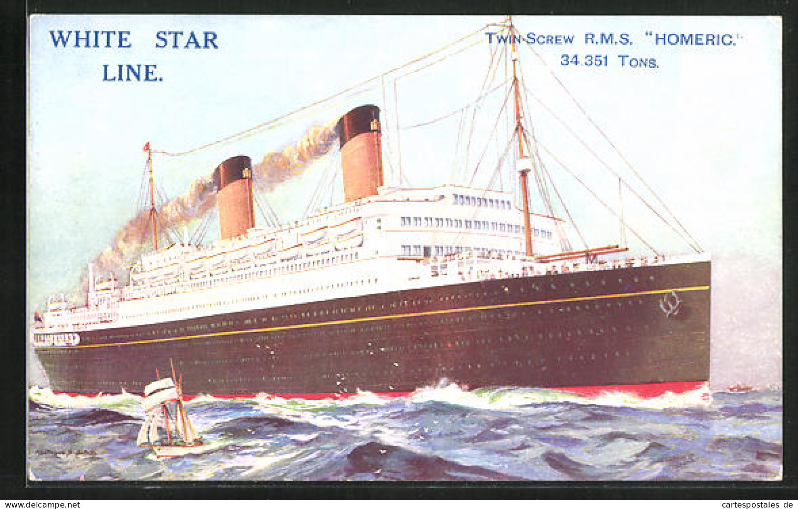 AK Passagierschiff R. M. S. Homeric In Voller Fahrt, White Star Line  - Paquebots