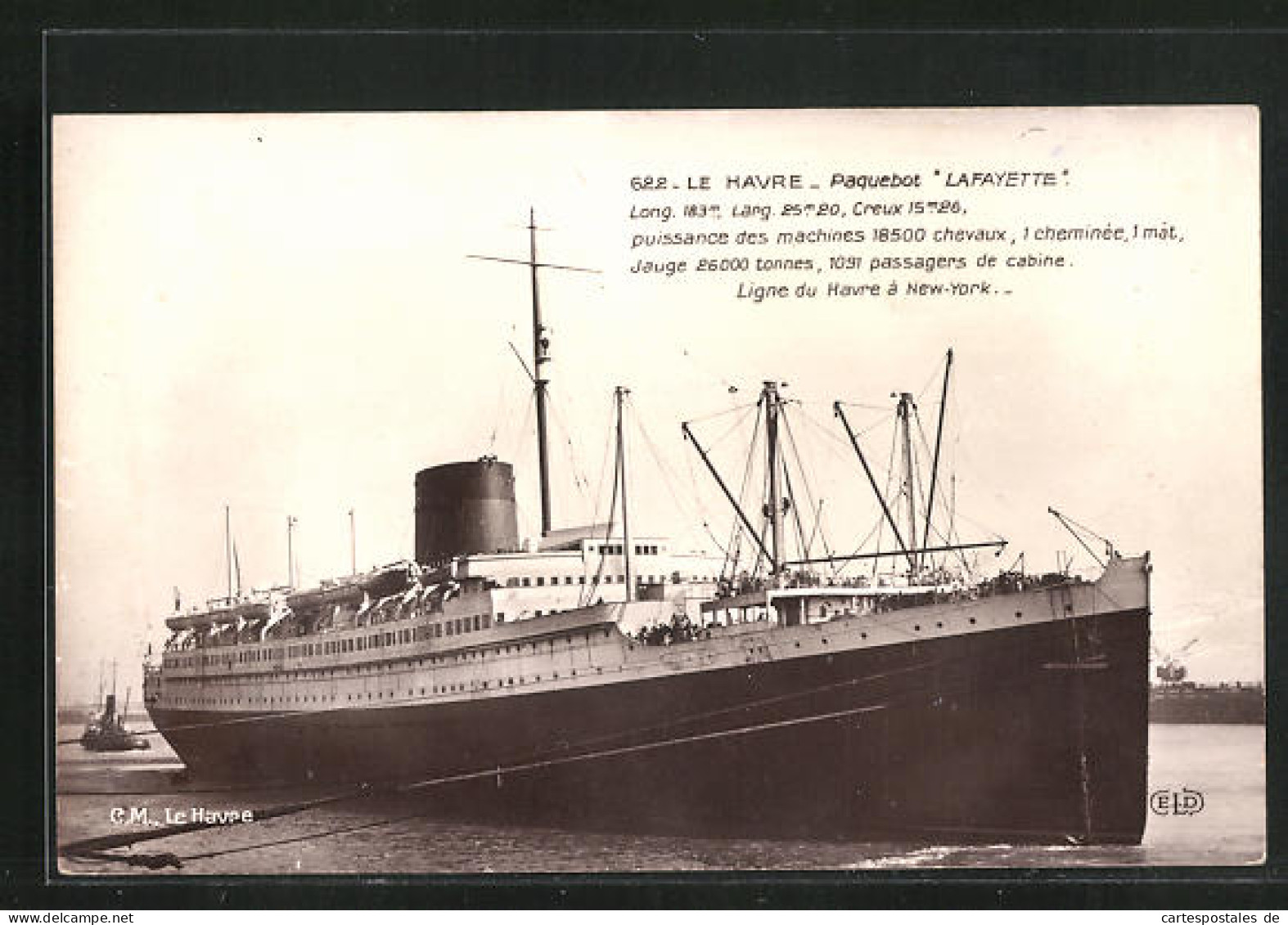AK Le Havre, Passagierschiff Lafayette Im Hafen  - Steamers