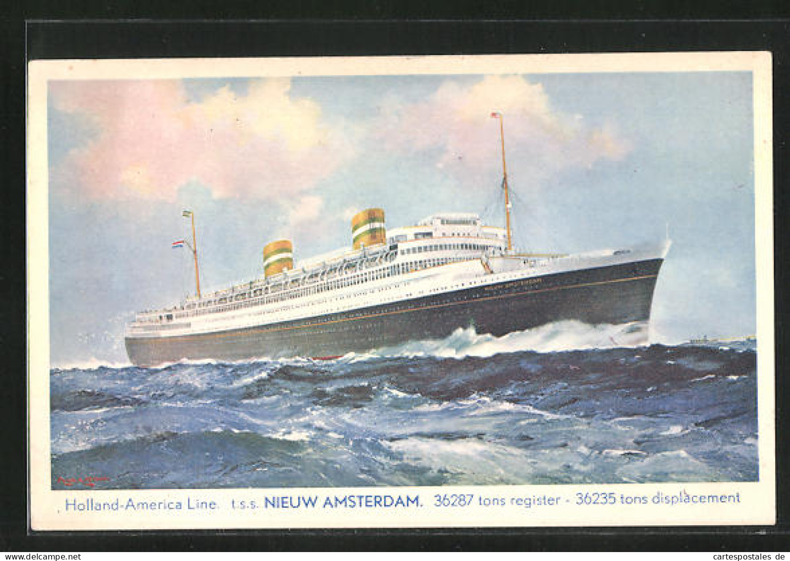 AK Passagierschiff T. S. S. Nieuw Amsterdam Auf Hoher See, Holland-America-Line  - Paquebots