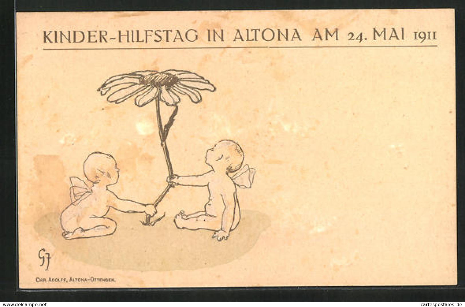 AK Hamburg-Altona, Kinder-Hilfstag 24. Mai 1911, Kinder Mit Schmetterlingsflügeln Greifen Nach Einer Blume, Kinderfü  - Other & Unclassified