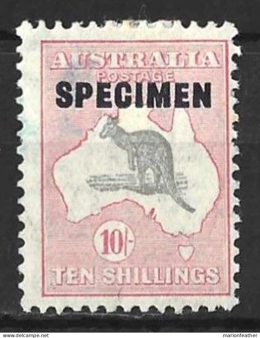 AUSTRALIA....KING GEORGE V...(1910-36..)...." 1931.."....SPECIMEN...10/-....ROO...MARK ON FRONT....MH.. - Mint Stamps