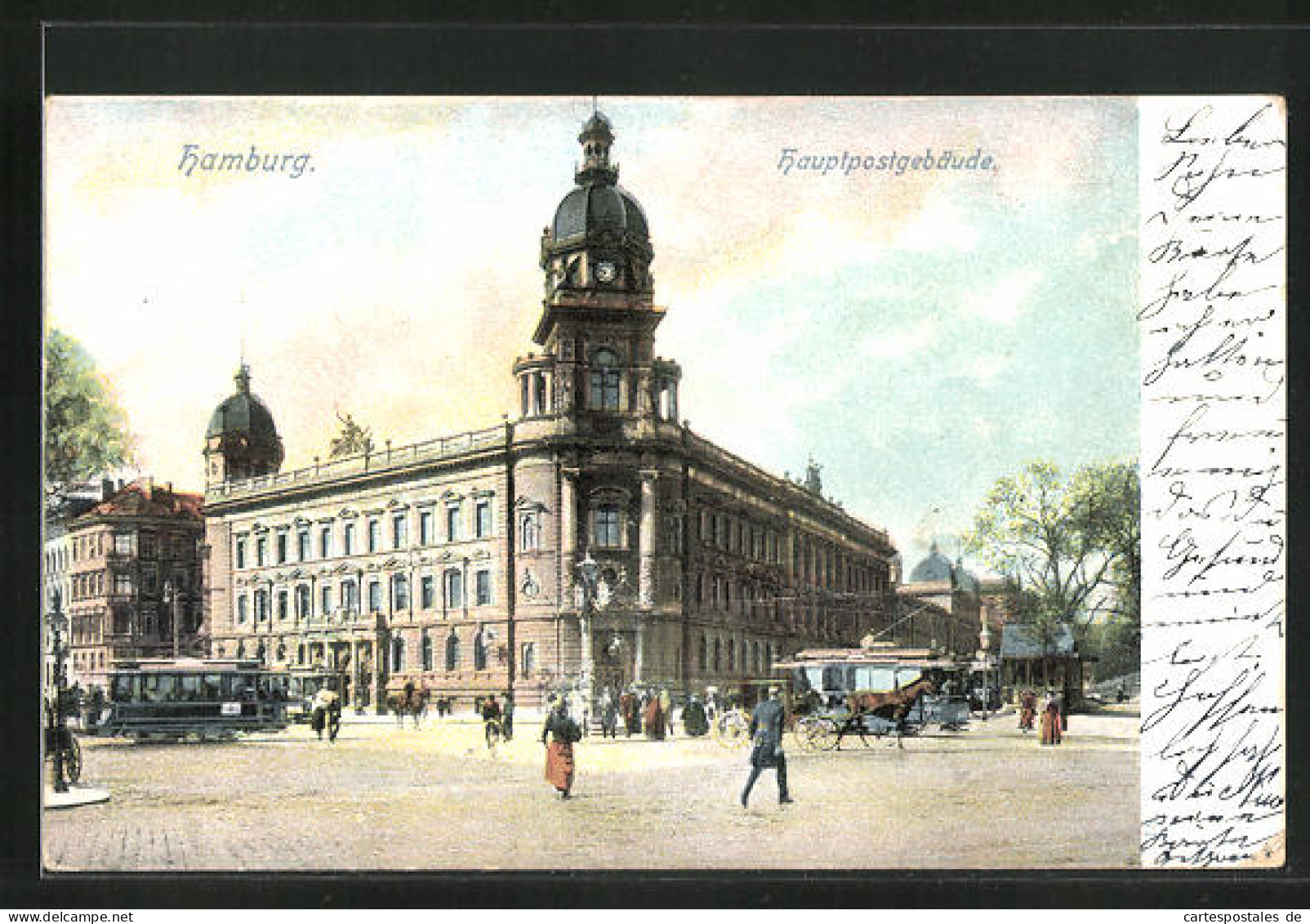 AK Hamburg-Neustadt, Hauptpostgebäude, Strassenbahn  - Tramways